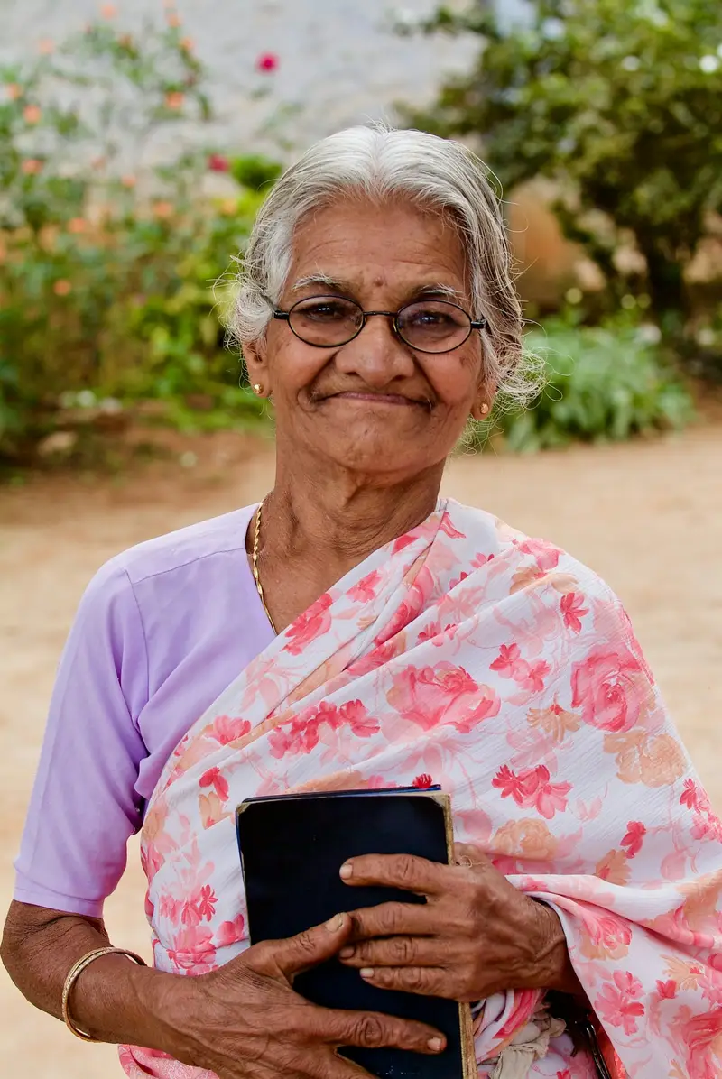 A smiling grandmother